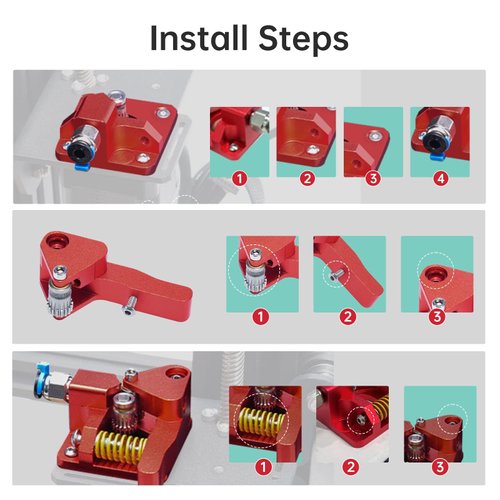 Bigtreetech Upgrade Dual Gear Extruder, Double Gear MK8 Extruder 3D Printer Dual Driver Stock Feeder All Metal 1.75mm Filament Extruder Kit for CR-10S Pro/CR-10/ Ender 3 V2/Ender 3/Ender 3 Pro Series