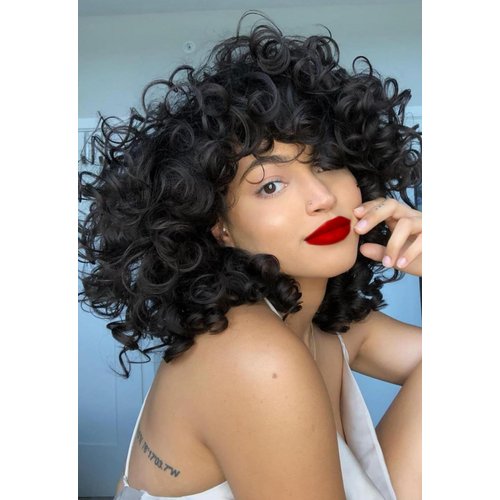 KEVVTY Black Curly Wigs for Black Women Short Curly Wigs With Bangs For Women Synthetic Afro Curl...