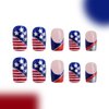 4th of July Press on Nails Mediuim Square Fake Nails with American Flag Designs Blue Red Glitter French Glue on Nails Press ons Independence Day False Nails Full Cover Stick on Nails for Women 24 Pcs