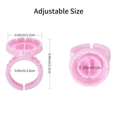 Miuffue 300 Pcs Glue Rings Smart Glue Holder for Eyelash Extensions, Easy Fanning Glue Cups for Volume Lashes, Pink