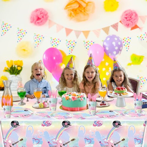 81Pcs Music Tour Party Tableware Set Popular Singer Party Decoration,Popular Singer Music Birthday Party Supplies