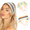Urieo 2 Pcs Rainbow Crochet Bandana Headband Knitted Hair Scarf Hair Bandanas Daily Party Tie-back Head Kerchief for Women Girls