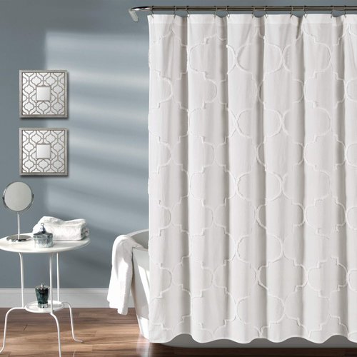 Lush Decor White Avon Chenille Trellis Fabric Shower Curtain (72" x 72")