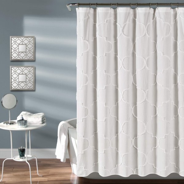 Lush Decor White Avon Chenille Trellis Fabric Shower Curtain (72" x 72")