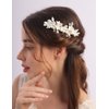 Rumtock Opal Crystal Beads Silver Leaf White Flower Hair Comb Side Headpiece for Wedding Brides Women Banquet Jewelry