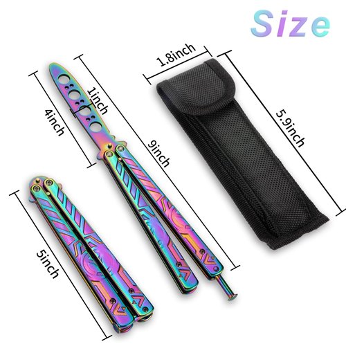 Little World Butterfly Knife - 1 Pack Trainer Practice Tool Steel Metal - Pro Folding Knife Unsharpened with Ergonomic Handle - Training Knife Practicing Flipping Tricks