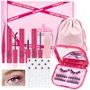 Lash Clusters Kit with Self Adhesive Pearl Stickers Fluffy Lash Clusters Left Right Lash Extension Kit with Bond Seal Eyelash Kit Gift Set with Drawstring Bag Portable Starter Kit Birthday Gift Women