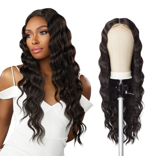 Sensationnel Butta Lace Front Wigs - Human Hair Blend Loose Crimp 28 extra wide 5 inch part preplucked hairline - Butta HHM Loose Crimp 28 Inch (BALAYAGECARAMEL)