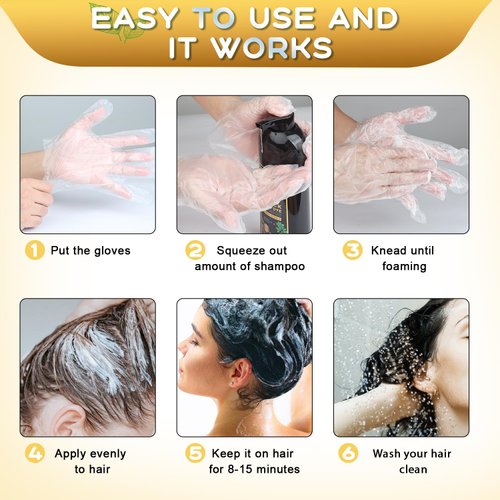 QWXPLD Hair Dye Shampoo 3 in 1, Herbal Ingredients Shampoo Black Hair Dye for Women Men, Grey Coverage Shampoo 16.9Fl Oz (Black)