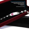 My Identity Doctor Medical Alert Bracelet for Women with Free Custom Engraving, Steel Heart-Link Chain CZ Stone, Pink Medic ID | Wrist Size 9 inch