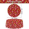 PTECDROTS 9Pcs Christmas Tablecloths Round Christmas Table Decorations Red Xmas Theme Table Cover for Winter Holiday New Year Christmas Party Supplies, 84inch