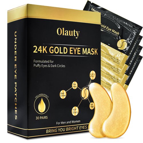 Under Eye Patches for Puffy Eyes (30 Pairs),Golden Under Eye Mask for Dark Circles and Puffiness,Gel Crystal Collagen Skin Care Products Eye Patches Effectively Moisturizing Nourishes,Travel Eye Mask