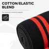 Elbow Wraps for Weightlifting (1 Pair) - 50" Elastic Elbow Braces for Weight Lifting - Elbow Support for Bench Press, Powerlifting, Fitness, & Gym Workout - Gym Elbow Straps Weightlifting (Black/Red)
