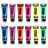 Fusang Glow in the Dark Face Body Paint,Washable Neon Face Body Paint,Black Light Face Makeup for Party Halloween Christmas Cosplay Masquerade Etc 0.48oz Set of 12 Tubes(12 colors)