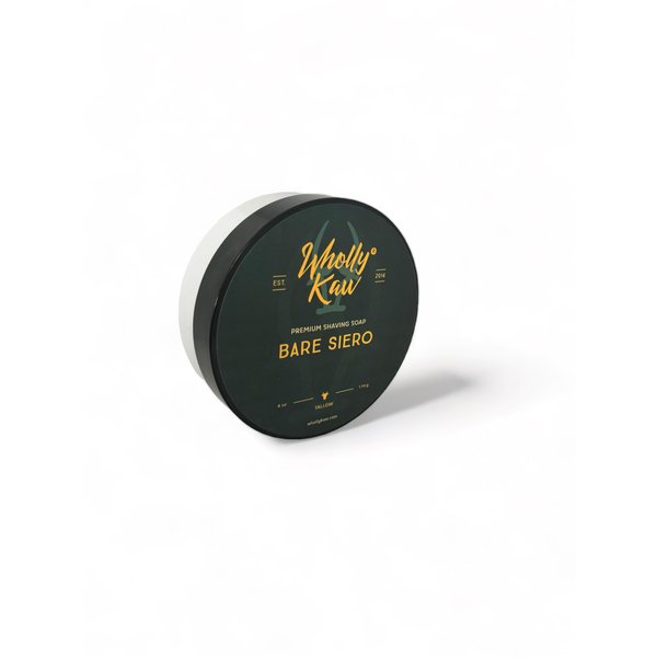 Unscented. Suitable for Sensitive Skin. Bare Siero Tallow Shaving Soap. Enriched with Donkey Milk, Water Buffalo Milk, Whey Proteins, Omega 3, Omega 6, Hops Extract. No Essential Oils. No Fragrance.
