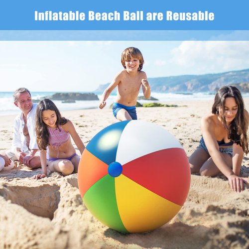 Pijaborg Beach Ball, Inflatable Beach Ball Bulk Durable and Thick Beach Balls for Pool Beach Outdoor Activities (2 Pack Beach Ball 24 inches Diameter)