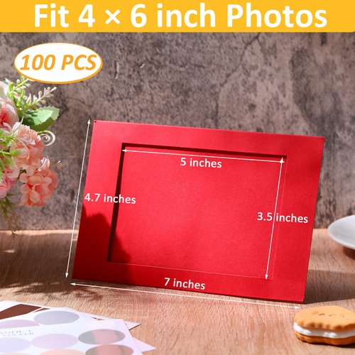 Maitys 100 Pcs Paper Picture Frames with Easel 4 x 6 Inch Cardboard Photo Frame Standing Kids Art Frame Photo Frame Cards Bulk for DIY Crafts Collage Display Classroom Wedding (Multicolor)