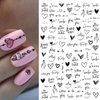 Black White Nail Art Stickers Decals Geometric Heart Love 3D Nail Stickers 6Sheets Geometry Cool English Letter Nail Art Adhesive Transfer Decals for Acrylic Nails Supply DIY Manicure Decoration Tip