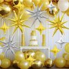 Gold Silver Star Balloons,Explosion Star Balloons Kit with 6Pcs 22Inch Cone Star Foil Balloons and 10Pcs 10Inch Four Pointed Star Balloons for Birthday Anniversary Disco Party Decorations