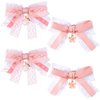 HINZIC 4Pcs Pink and Lace Hair Clips, Cute Bow Alligator Clips Pink Peach Hair Flower Pendant Barrettes Halloween Rave Christmas Wedding Prom Birthday Decoration for Teen Women Thin Hair