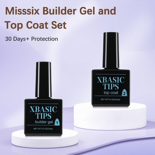 Misssix XBASICTIPS French Protecting Builder Gel and Top Coat, Prevent French Nail Tips Area chipping, Protect French Press on nails