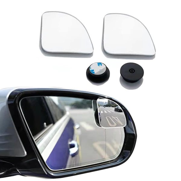 ZKFAR Pack-2 Car Blind Spot Mirror, HD Convex Glass Angle Adjustable for Side Rearview Mirrors, Fan Shaped Frameless Rotatable Wide Angle Blind Spot Mirror for SUV Truck Vehicles (Transparent)