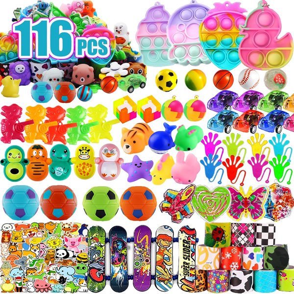 116 Pcs Prizes for Kids Classroom, Treasure Box Toys for Classroom, Treasure Chest, Birthday Party Favors for Kids 4-8, Pinata Fillers Goodie Bag Stuffers, Bulk Valentines Gift for Kids Classroom