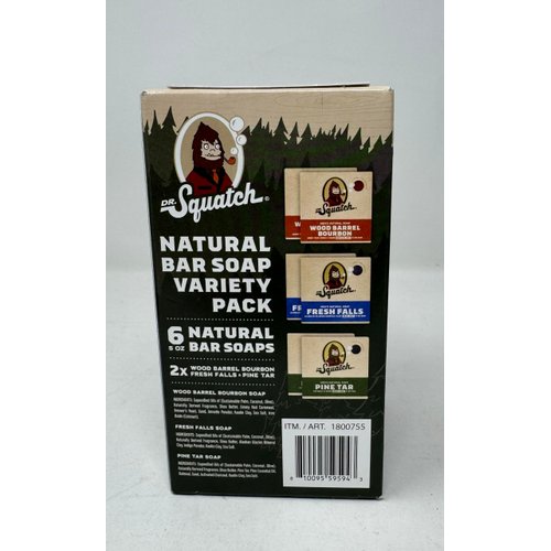 Dr. Squatch Natural Squawk Natural Bar Soap, Vareity Pack (6 count), Brown/blue/green