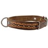 Genuine Leather Braided Studded Dog Collar, Brown 1.25" Wide. Fits 16"-20.5" Neck.