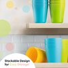 PLASKIDY Kids Cups - Set of 12 Kids Plastic Cups - 8 oz Kids Drinking Cups -Plastic Cups Reusable - Dishwasher Safe - BPA-Free Cups for Kids & Toddler
