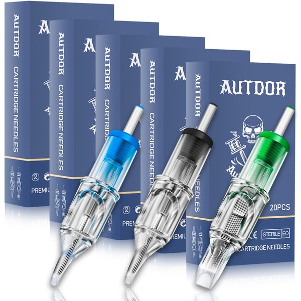 Tattoo Cartridge Needles - Autdor 100Pcs Mixed Tattoo Needles Cartridge Round Liner Shader Flat Magnum 3RL 5RL 7RL 9RL 3RS 5RS 7RS 9RS 5M1 7M1 for Tattoo Supplies Tattoo Kit Tattoo Machine