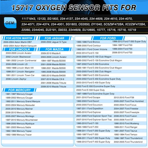 ACAUTO 15717 Oxygen Sensor Upstream Downstream O2 Sensor Compatible with Ford F-Series Ranger Escape Explorer Mustang Foucs Expedition Mazda Lincoln Jaguar Mercury Aston Martin 15716 15718 2 Pack