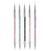 AIBEE Nail Art Brushes, 5pcs Nail Liner Brushes Double-Ended Acrylic Nail Brush 5/7/10/12/15mm Nail Art Striping Brushes and Nail Dotting Pens for French Nail Tip