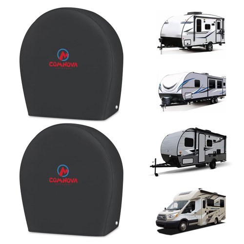 RV Tire Covers 2 Pack, Tough Tire Wheel Protector for Truck, Travel Trailer, Motorhome, SUV, Camper, Boat, Van, PU Oxford Waterproof Sun Rain Snow Protector Cover, Fits Tire Diameters 26-29 inch