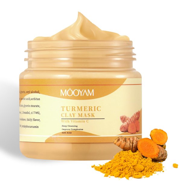 BYOTOUTY Vitamin C Face Clay Mask with Kaolin Clay and Turmeric for Improves Dark Spots, Skincare Facial Mask for Deep Cleansing Pores,Anti Acne and Moisturizing 4.23 Oz