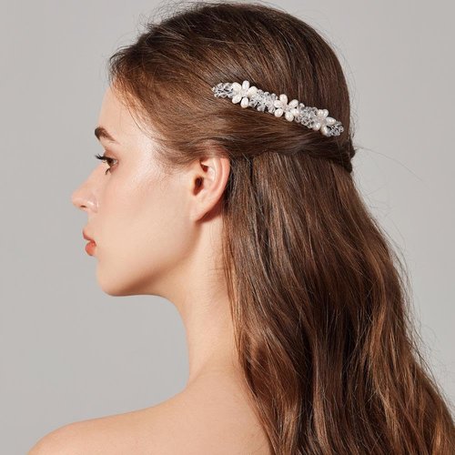 Soulshow 100% Handmade Freshwater Pearl Wedding Hair Combs Classical Wedding Hair Accessories Silver Pearl Hair Comb for Bridal Hair Accessories