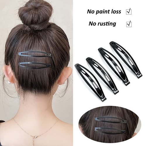 Kàllos 2.5 inch -12 Pack - Black Oval Contour Hair Snap Clips, Non Slip Metal Hair Clips Hair Barrettes In Elegant Design, And Perfect Hair Styling Accessories For Girls And Women. (Black)