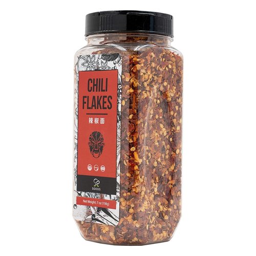 Soeos Chili Flakes, 7oz (198g), Medium Hot, Dried and Crushed Red Chili Pepper Flakes, Premium Chili Powder for Pizza, Chowder, Seafood, and Pasta