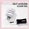 RARJSM Clear Builder Nails Gel Polish for Self Leveling Transparent Nail Strengthener in a Bottle Nail Extension Hard Gel 15ml Brush on Buidler Extend Gel UV LED Soak Off Curing Requires Salon Home