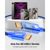 SUPERV 6.6ft/200cm Type C Cable Type C Charger Fast Charging Cable 5A PD 100w 6.6FT USB C Cable with LED Display 480Mbps Data Nylon Braided Blue Cable