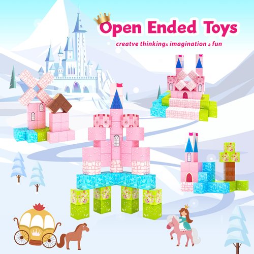 Hiwawind Updated Magnetic Blocks-Princess Toys, Creative Magnetic Building Blocks Toddler Toys, Birthday Gifts for Kids 3+ Years Old, STEM Montessori Sensory Toys for Boys & Girls Age 3-4 4-5 6-8