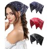 AWAYTR 3pcs Hair Bandana for Women Girls Hair Scarf Headband Bandana Double Layer Triangle Head Kerchief Boho Hair Band (Black/Red/Blue)