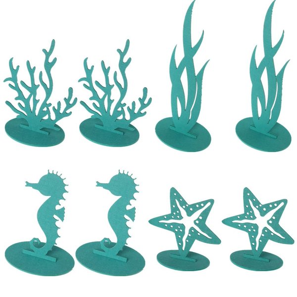 8 Pcs Green Mermaid Birthday Decorations Felt Table Centerpiece,Under The Sea Party Decorations Supplies for Ocean Theme, Little Mermaid Birthday Party Baby Shower
