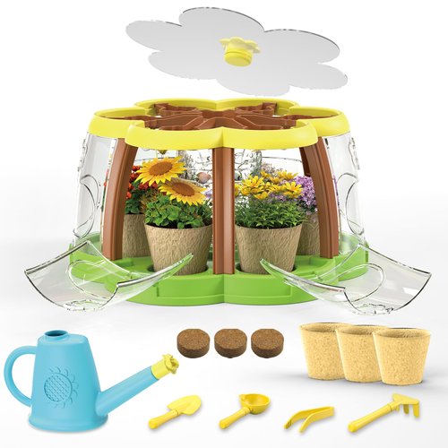 Kids Plant Growing Kit,DIY LED Greenhouse Grow Room Discovery Educational Science Kits Planting Ecosystem Terrarium Toy Kids Gardening Set Boys Girls