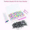 1008 Pcs Hair Beads Set with Hair Styling Tool, 500Pcs Pony Beads, 500Pcs Small Elastic Rubber Bands, 1Pcs Rattail Comb, 2Pcs Duckbill Clips, 5Pcs Quick Beaders for Kids and Girls Hair Braids