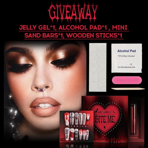 Tiejdhr 4 Set Matte Soft Mist Halloween Vampire Lipstick Powder, Nail Slice, Fakeblood, Two Tone Eyeshadow for Sports Halloween Birthday Party Clown Makeup Sets (Set B)