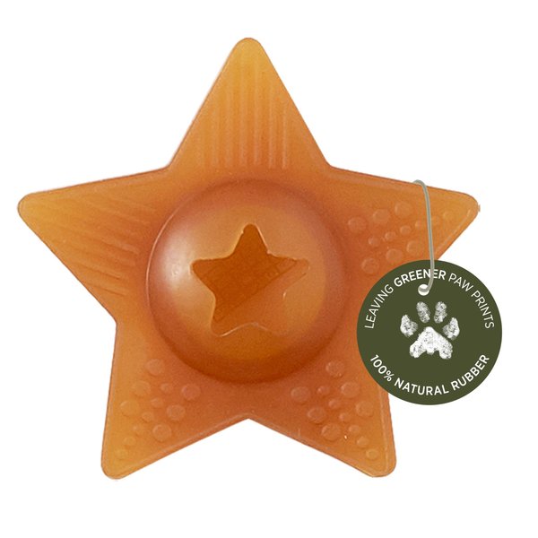 HEVEA Star Treat Dog Activation Toy (Natural) - Natural Rubber Dog Chew Toy for Sore Gum Relief - Tested and Safe for Your Dog