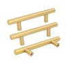 goldenwarm 5Pcs Brushed Brass Cabinet Cupboard Drawer Door Handle Pull Knob for Furniture Kitchen Hardware 3in Hole Center 5in Overall Length