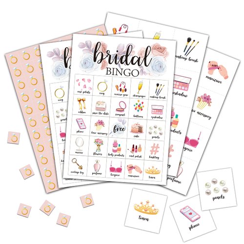 Foosproea Bridal Bingo Cards, Bridal Shower Game for 24 Players, Wedding/Bachelorette Party Games for Family Friends Activities, Holiday Party Favors Supplies Decorations(06)