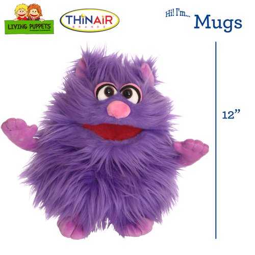 Living Puppets - Mugs The 12-Inch Purple Friendly Monster, Plush Hand Puppet for Boys and Girls